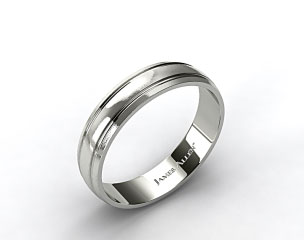 18k White Gold 6mm Grooved Comfort Fit Wedding Band